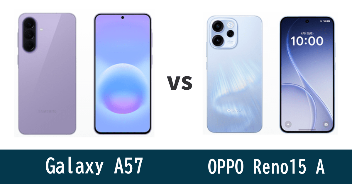 Galaxy A57とOPPO Reno15 Aを比較記事のアイキャッチ画像